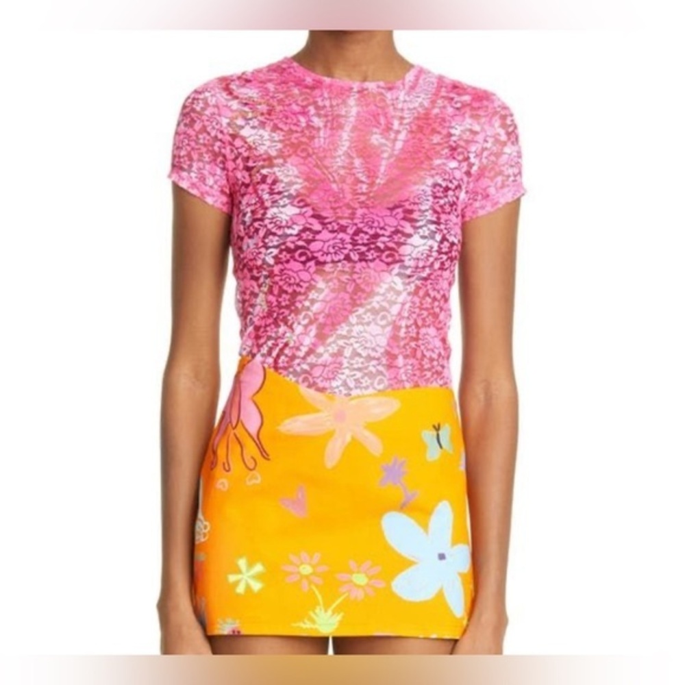 Collina Strada Sequin Cardio Lace Shrunken T-Shirt Multiple Sizes